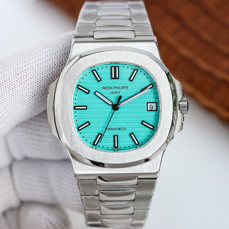 Nautilus 5711/1A-018 watch with a Tiffany & Co. blue dial.