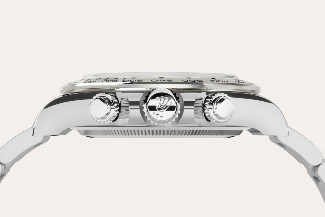 Rolex Cosmograph Daytona watch, specifically a 40mm model in 18 ct white gold