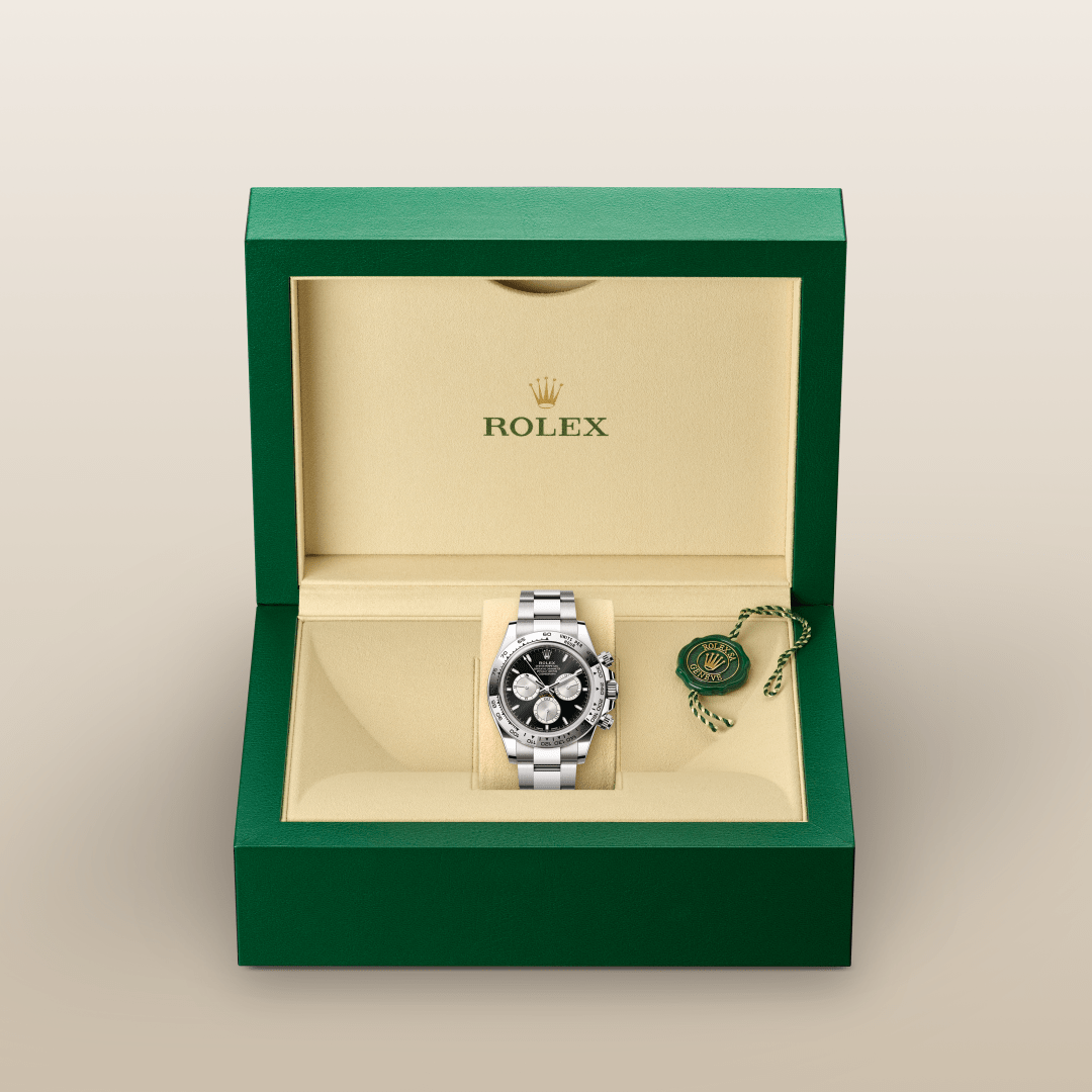 Rolex Cosmograph Daytona watch, specifically a 40mm model in 18 ct white gold