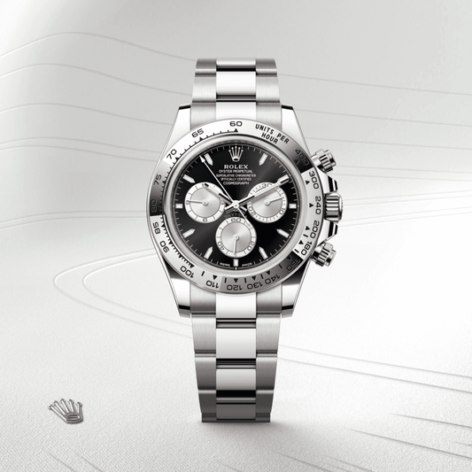 Rolex Cosmograph Daytona watch, specifically a 40mm model in 18 ct white gold